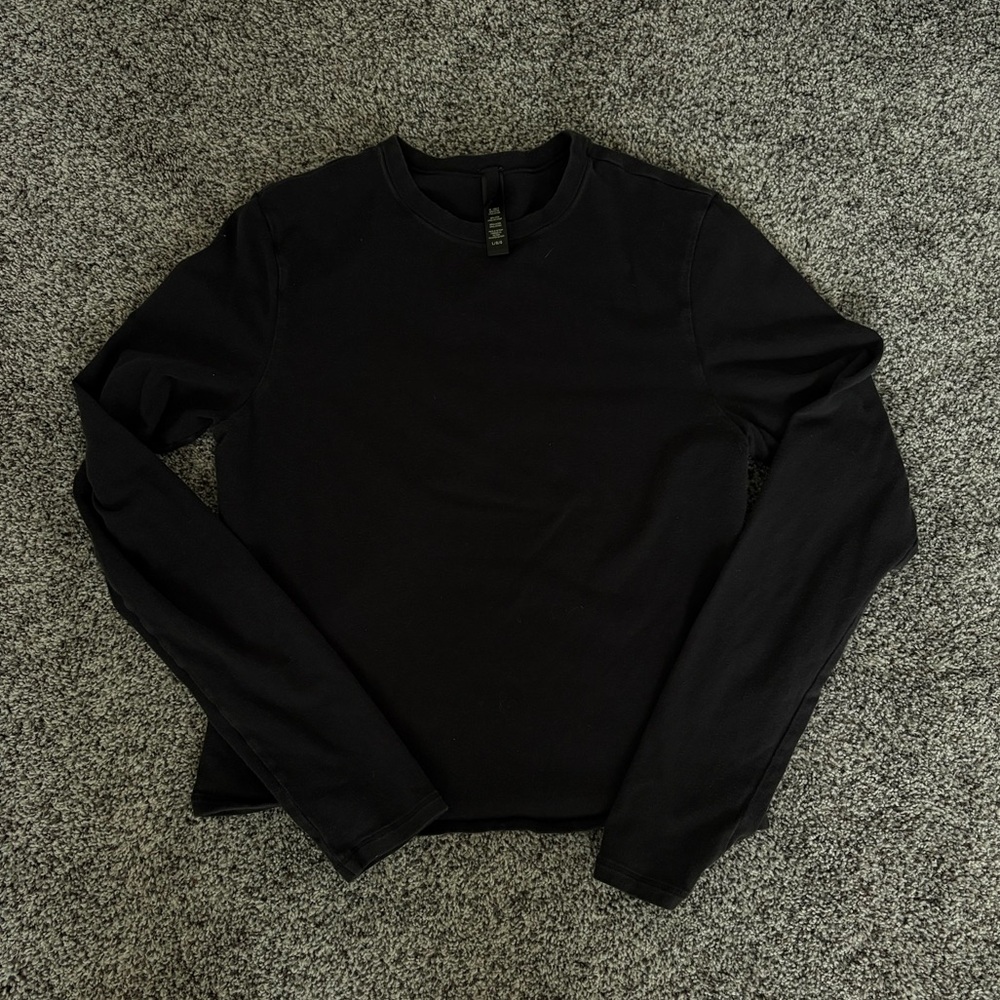 SKIMS Cotton Jersey Black Long Sleeve Tshirt